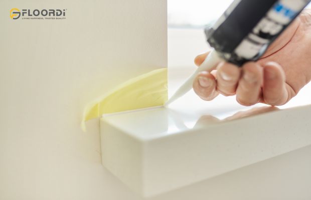 caulking and filling nail holes