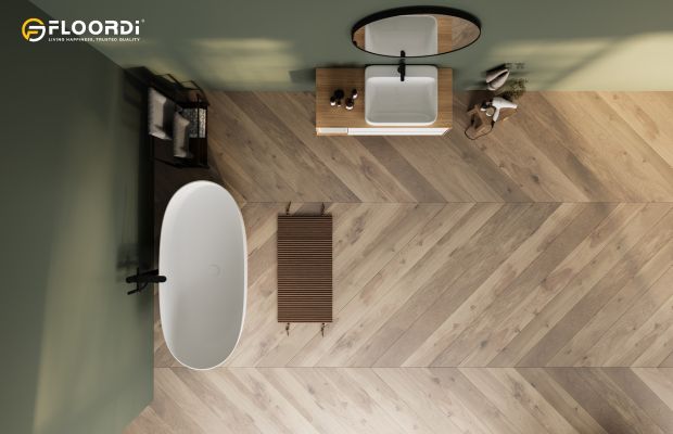 chevron vinyl bathroom flooring