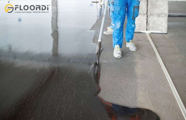concrete flooring application smooth finish