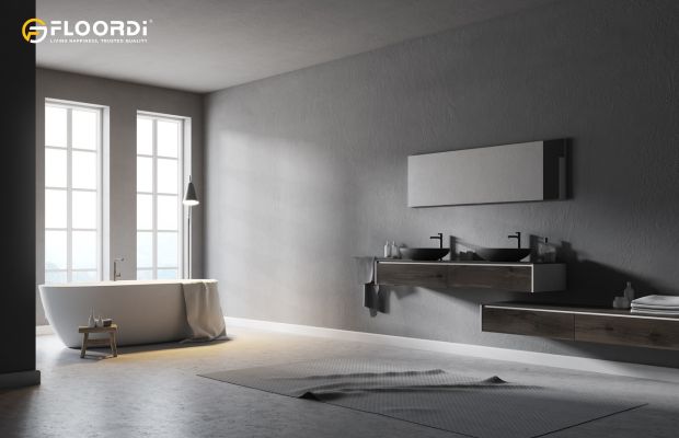 concrete look vinyl bathroom flooring