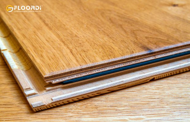 Engineered wood flooring oak surface detail
